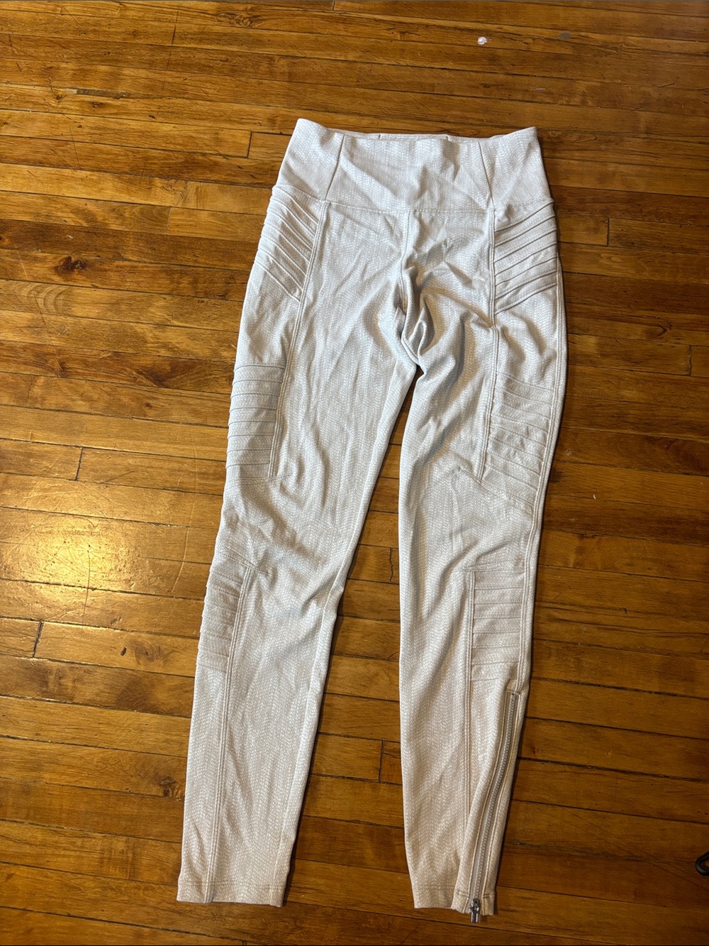Athleta White Textured High-Waist Moto Leggings